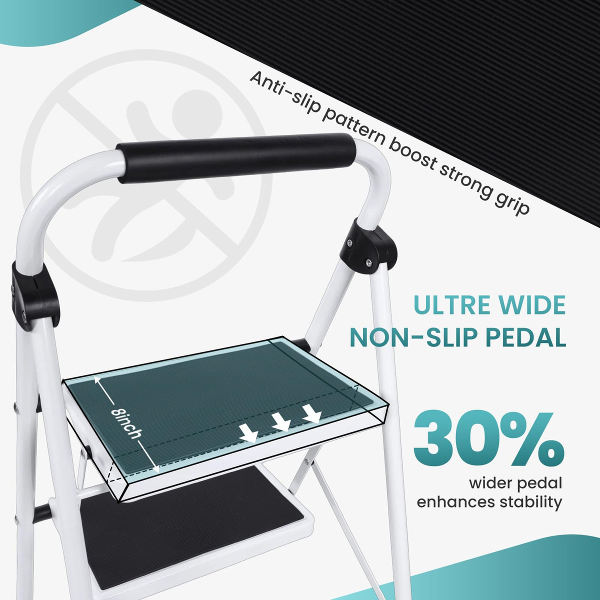 4 Step Foldable Step Stool with Anti-Slip Pedal J996