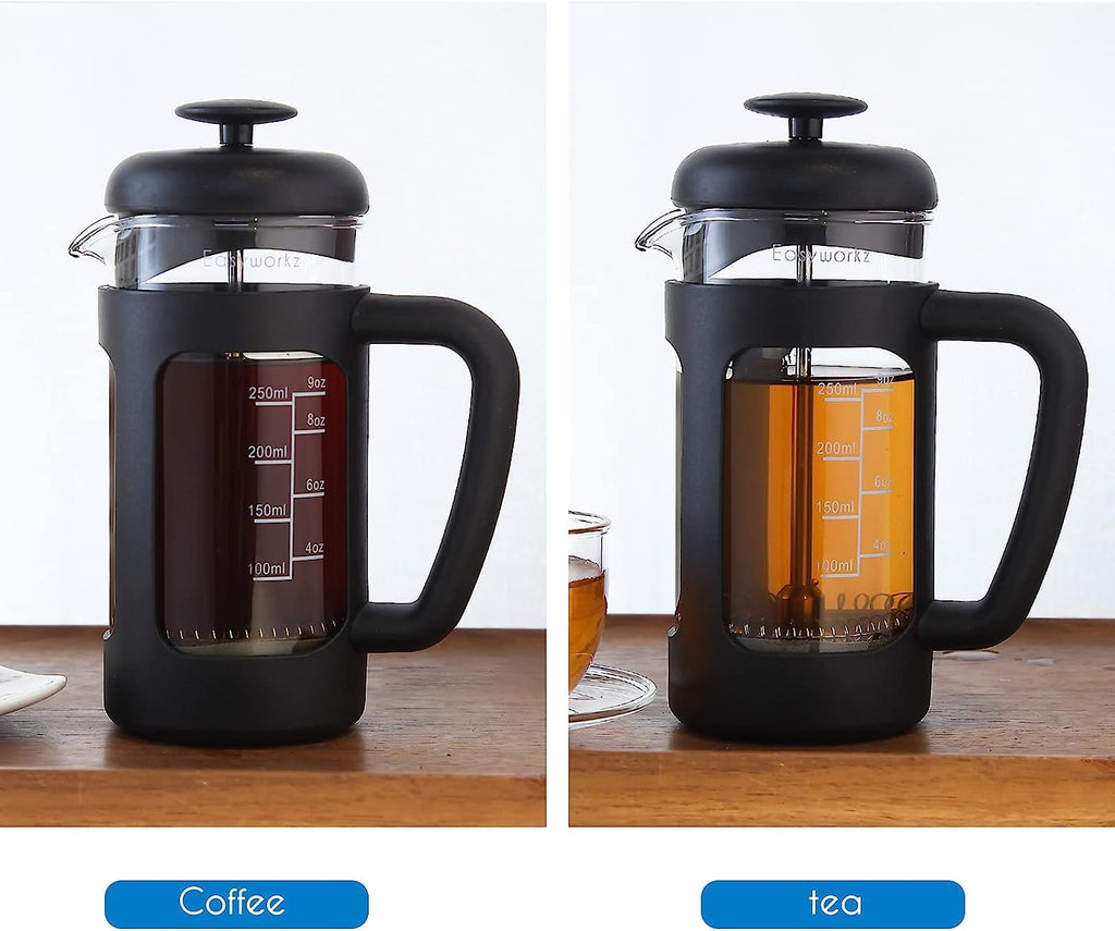 French Press 12 oz, Stainless Steel Double-Wall Espresso Cups 5 oz Set of 2 D2185