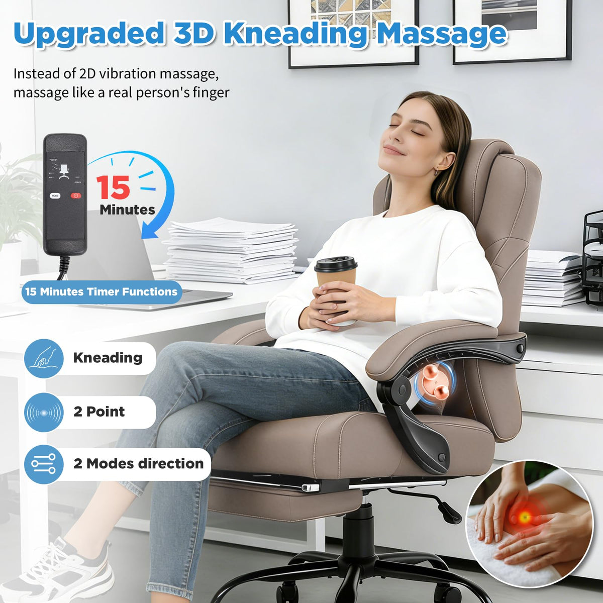 3D Kneading Massage Plus Size Office Chair E728