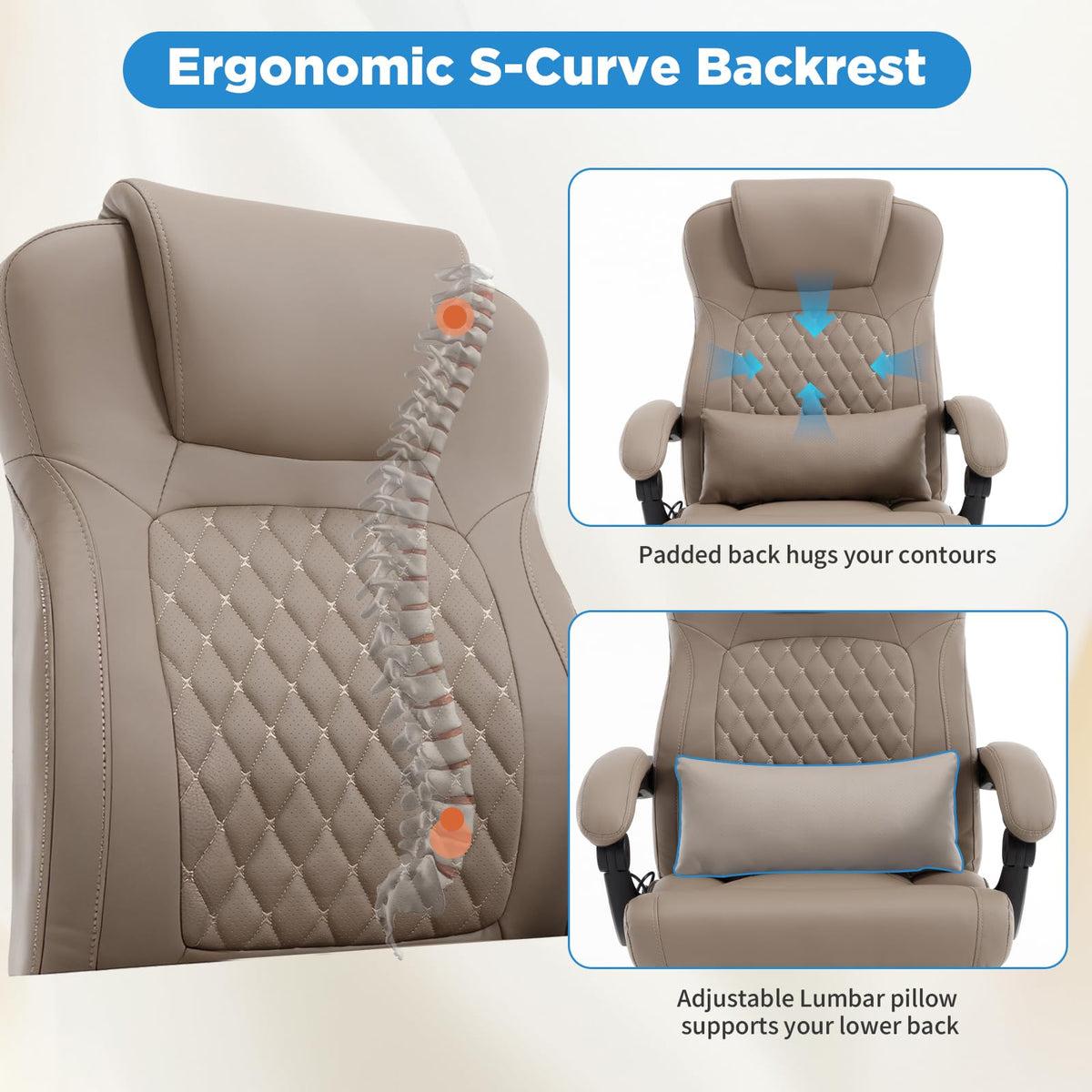 3D Kneading Massage Plus Size Office Chair E728