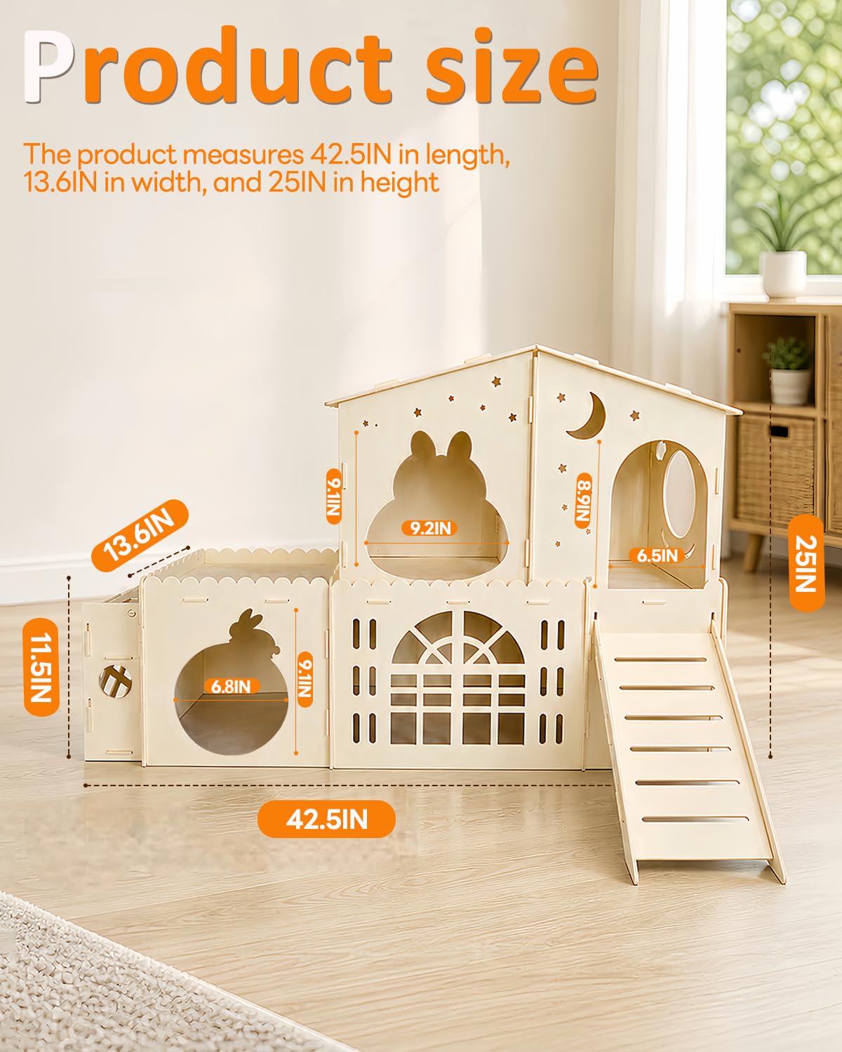 2-Story Wooden Rabbit House J454