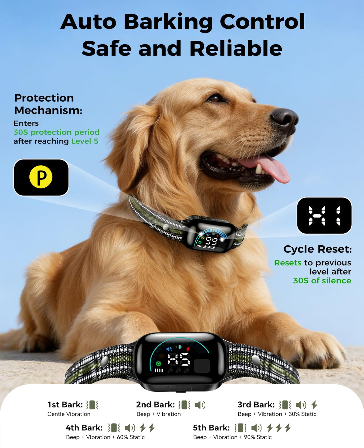 2-in-1 Dog Shock Collar & Bark Collar K1822
