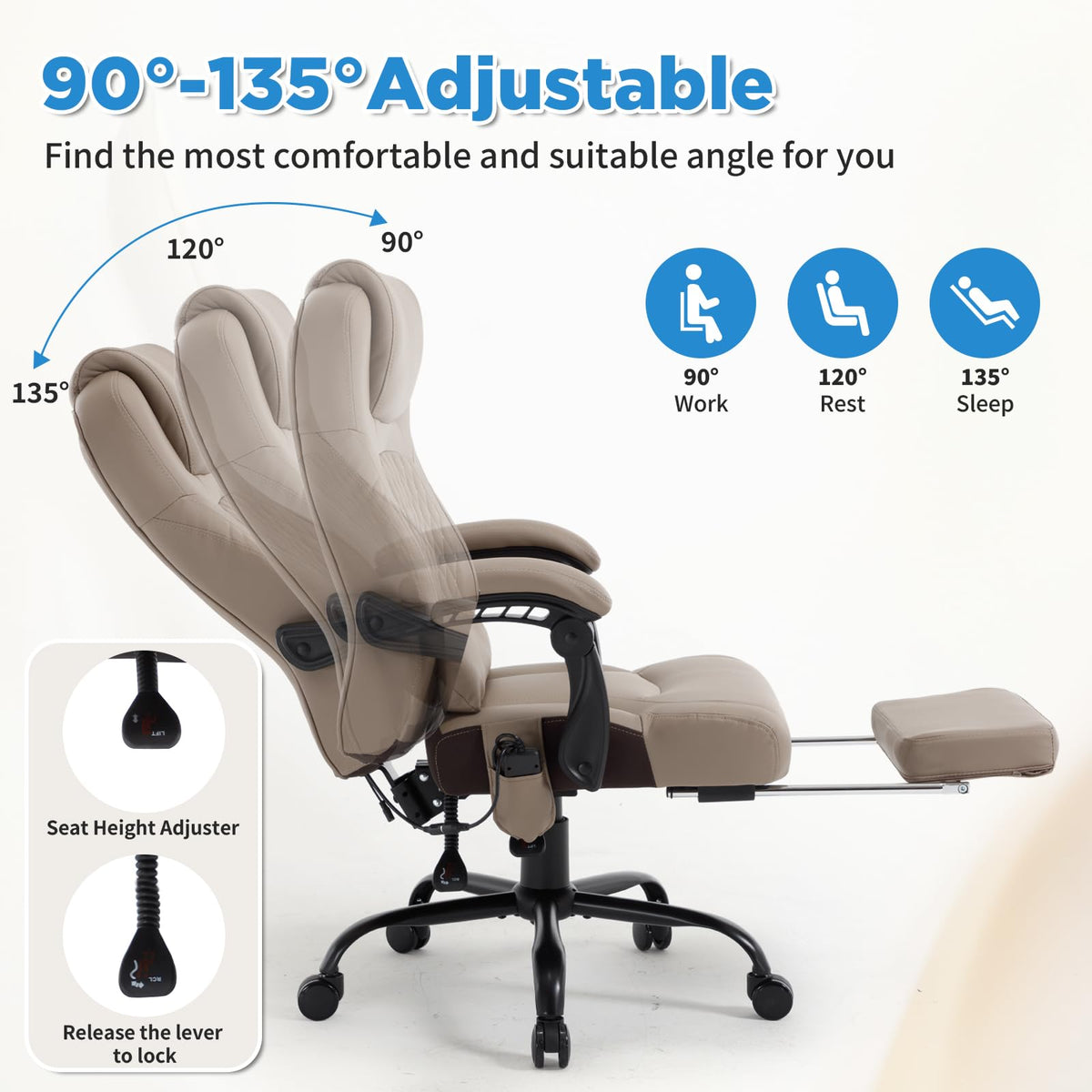 3D Kneading Massage Plus Size Office Chair E728