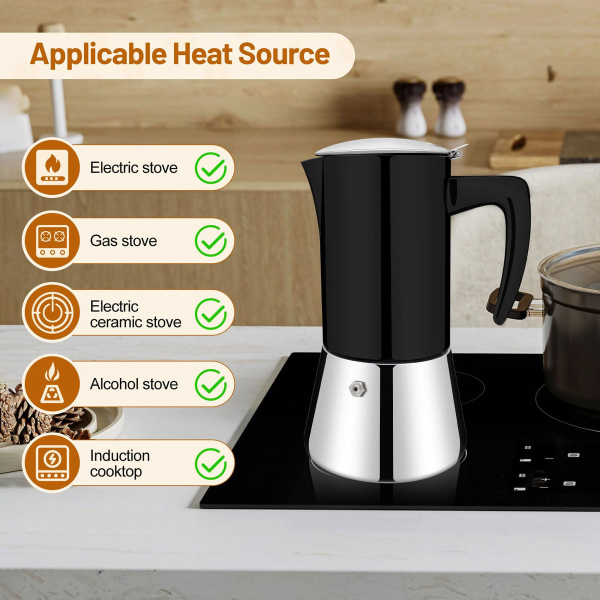 12 Cup Thickened 304 Stainless Steel Moka Pot A522