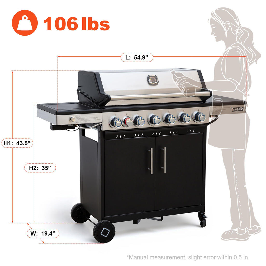 6-Burner Propane Gas Grill with Infrared Sear Side Burner D996