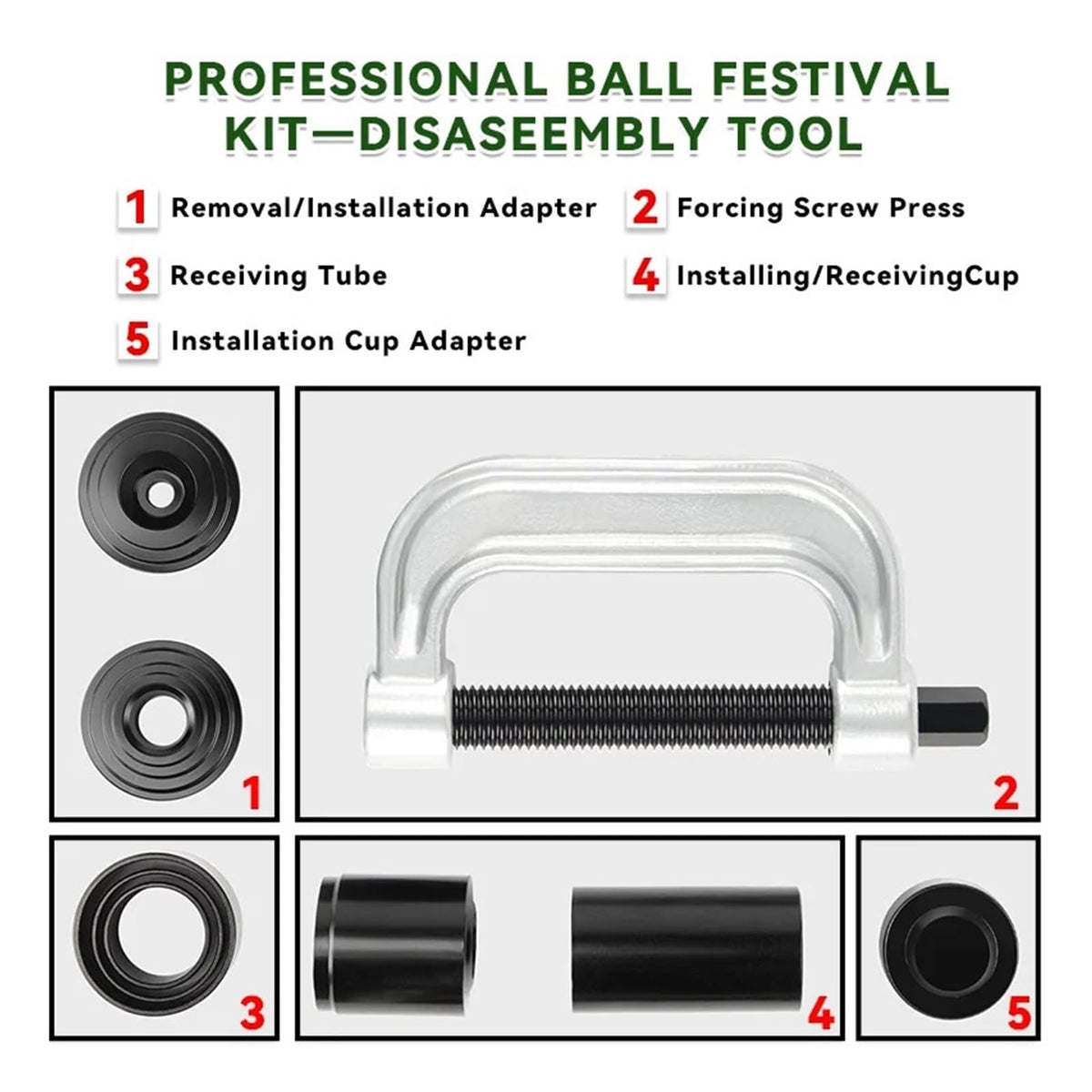 Heavy Duty Ball Joint Press & U-Joint Removal Tool Kit with 4x4 Adapters D629