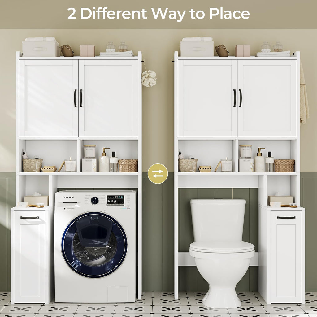 White Over The Toilet Storage Cabinet with Adjustable Shelf O98763