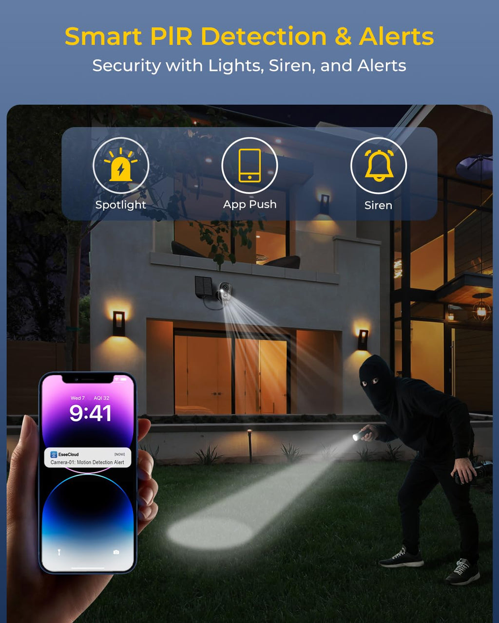 4 Cam Wireless Solar Security Camera System Y54686