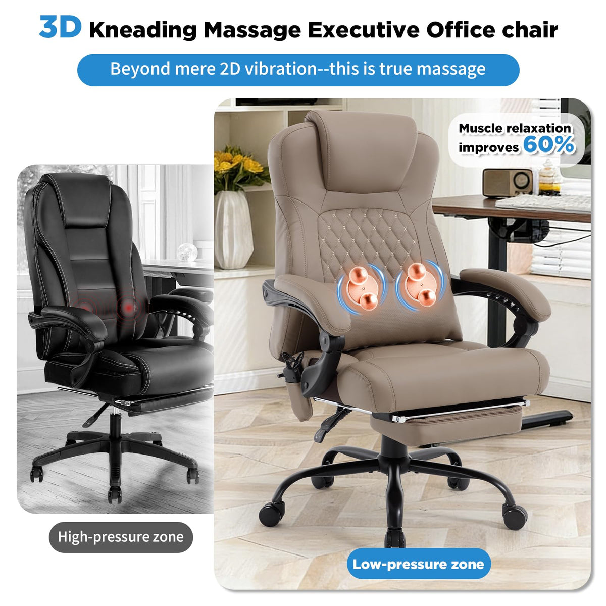 3D Kneading Massage Plus Size Office Chair E728