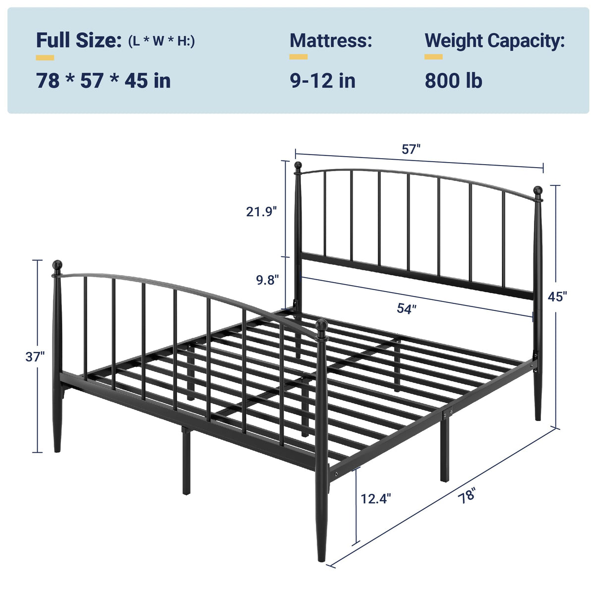 Metal Full Size Platform Bed Frame R922