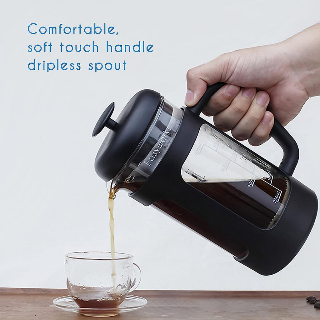 French Press 12 oz, Stainless Steel Double-Wall Espresso Cups 5 oz Set of 2 D2185