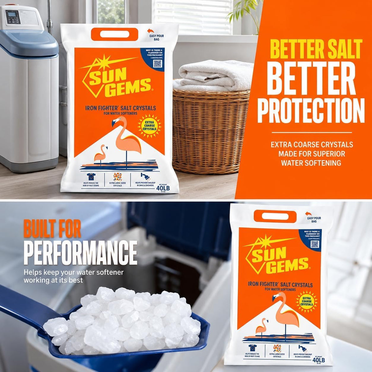 Water Softener Salt Crystals 40 lb 2 Pack T254