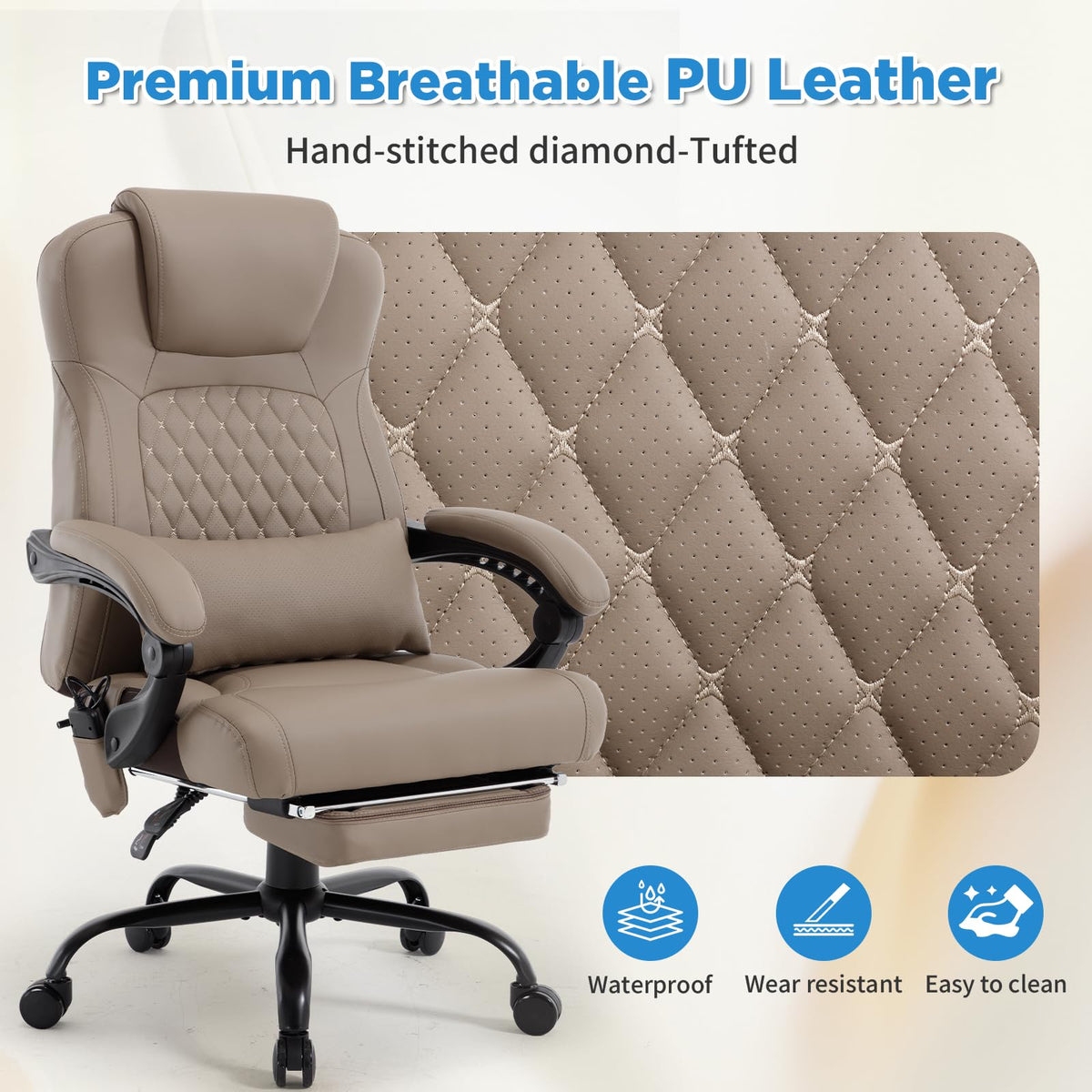 3D Kneading Massage Plus Size Office Chair E728