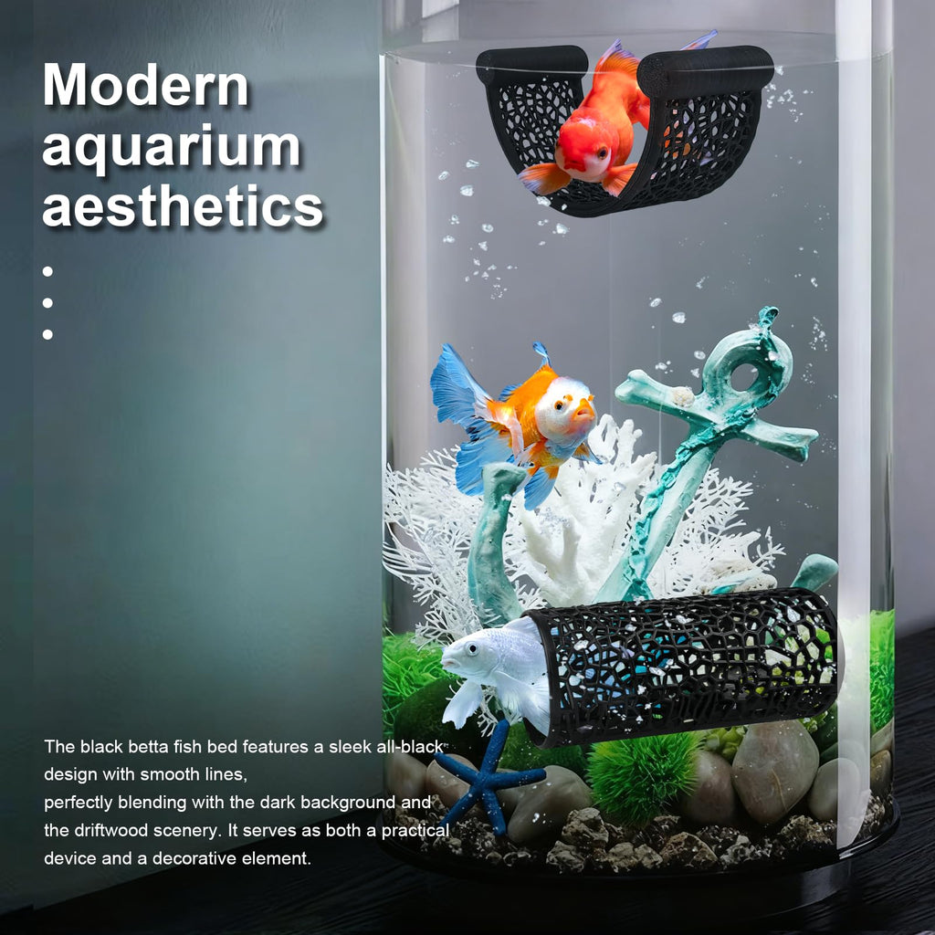Betta Hammock Set, Fish Tank Decor, Fish Hammock & Hide Tunnel Betta Leaf Pad G168