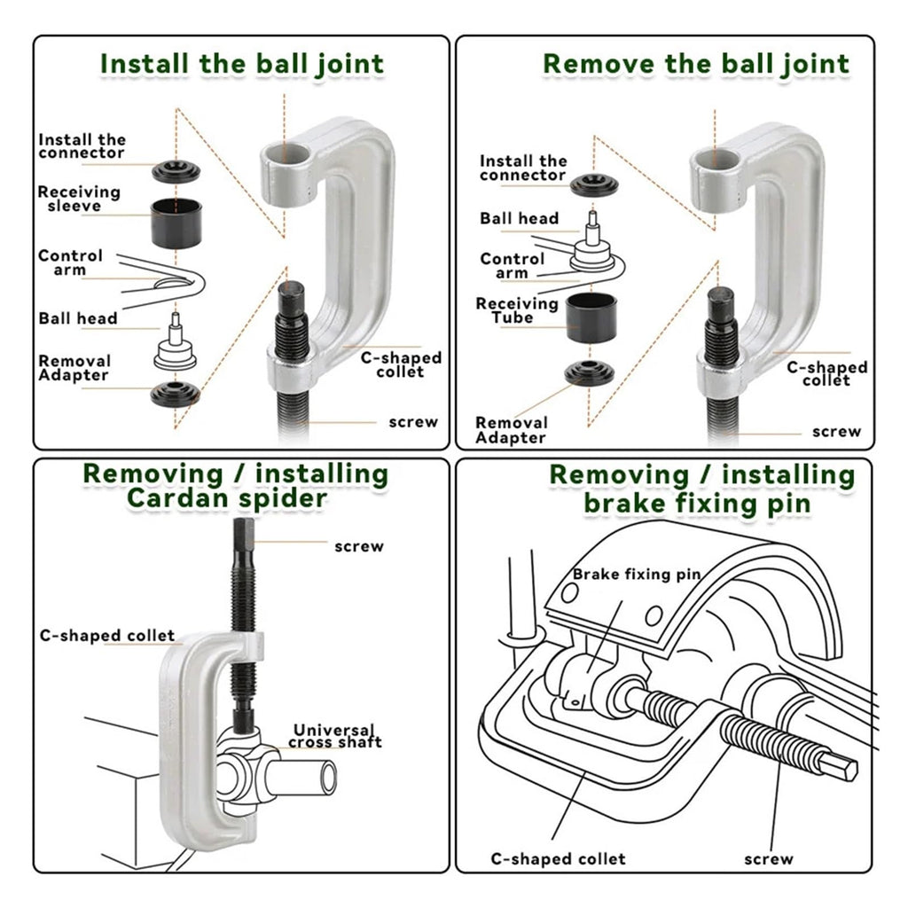 Heavy Duty Ball Joint Press & U-Joint Removal Tool Kit with 4x4 Adapters D629