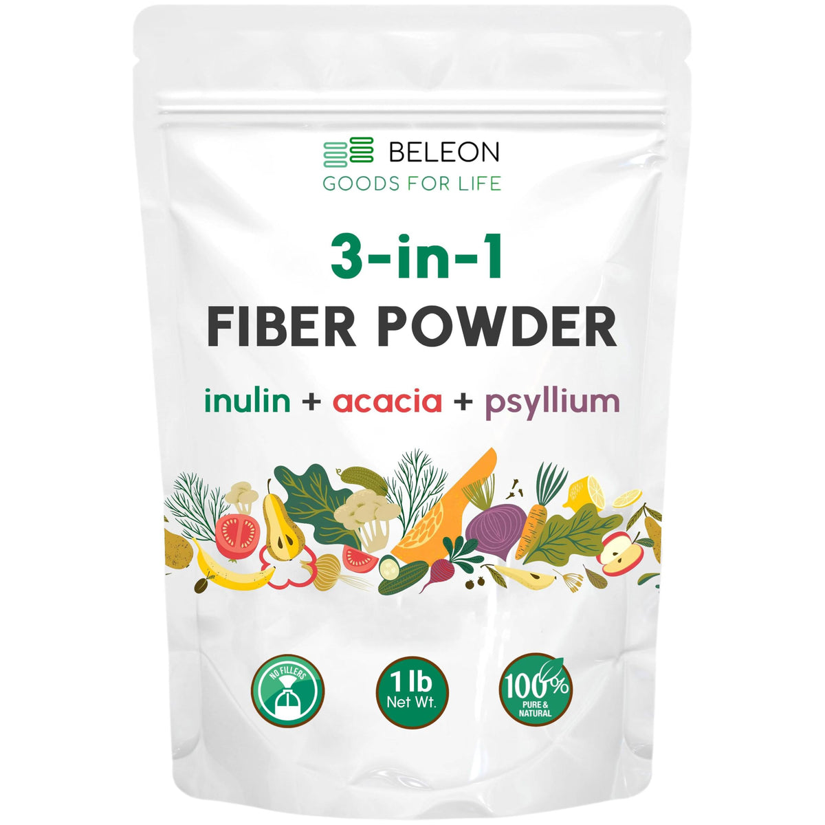 Unflavored Fiber Powder 3 in 1 Blend 1 lb I9358