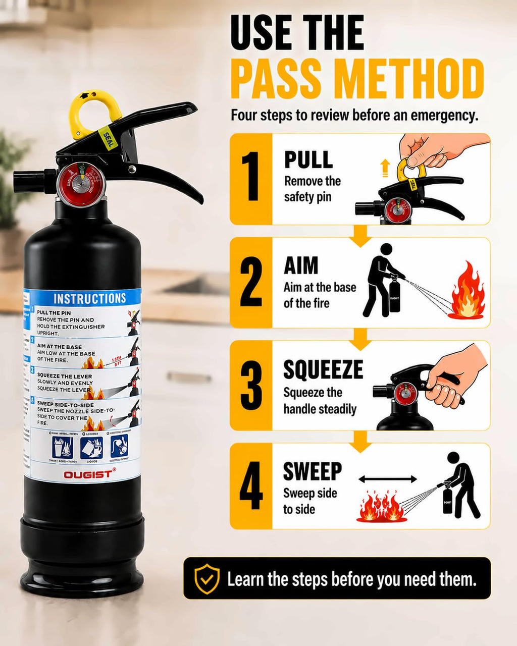 Car Fire Extinguisher 2.5lb Dry Chemical 1 Pack D65193