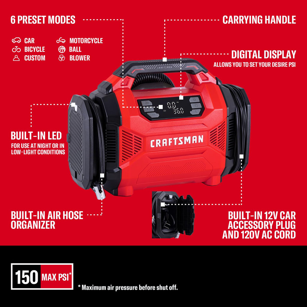 Dual Power Tire Inflator with Digital Gauge K6116