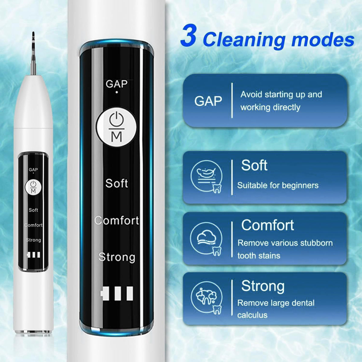 Ultrasonic Pet Dental Cleaner with 4 Tips, 3 Modes, LED, White S683040