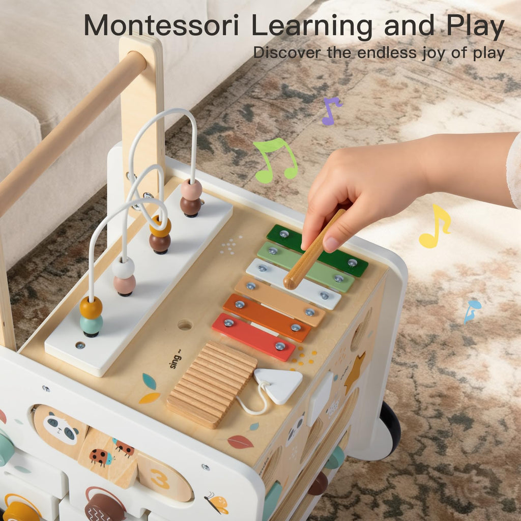 Wooden Baby Walker Activity Cube Push Walker U998354