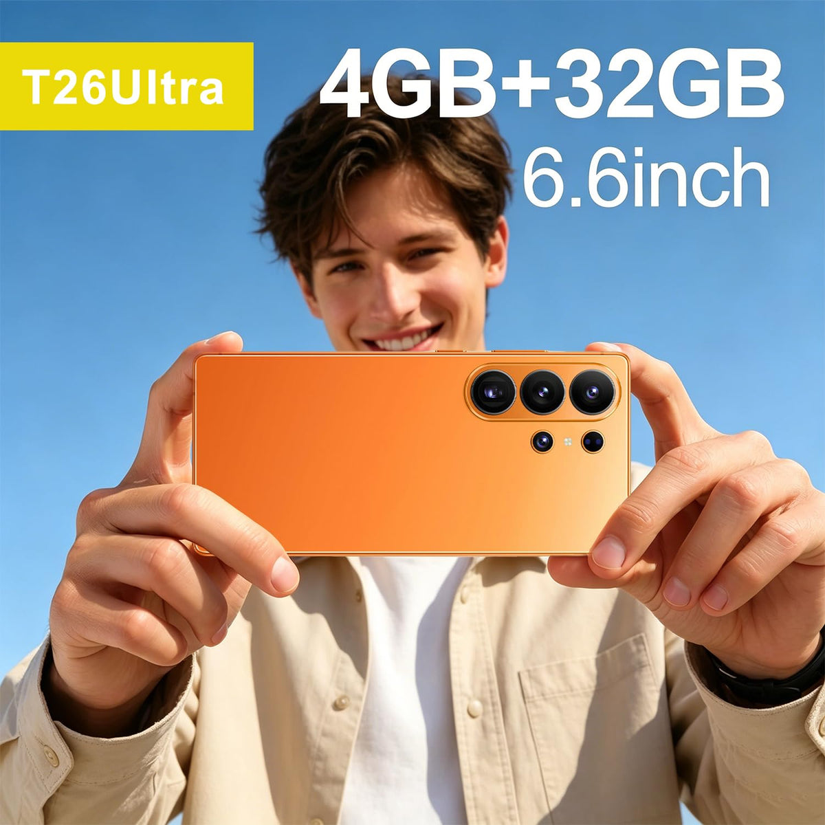 4G Unlocked Smartphone 6.6'' HD Display 4GB+32GB Dual SIM Android 12.0 Black U93310