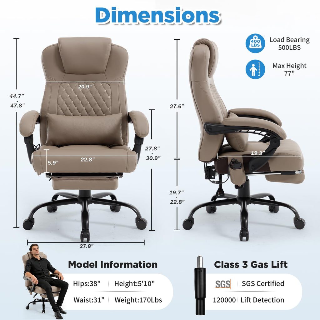 3D Kneading Massage Plus Size Office Chair E728
