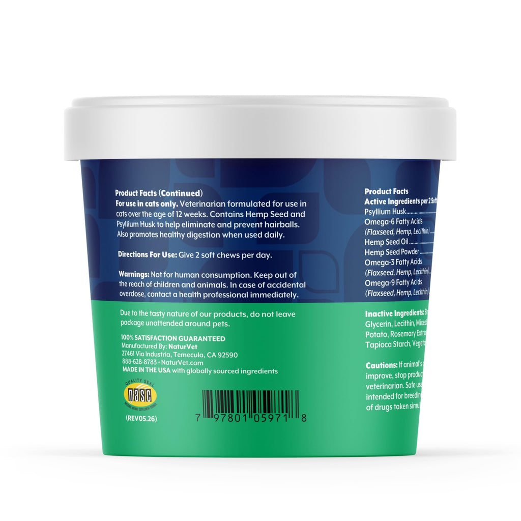 Hemp Hairball Aid Supplement for Cats 60 ct Soft Chews K152662