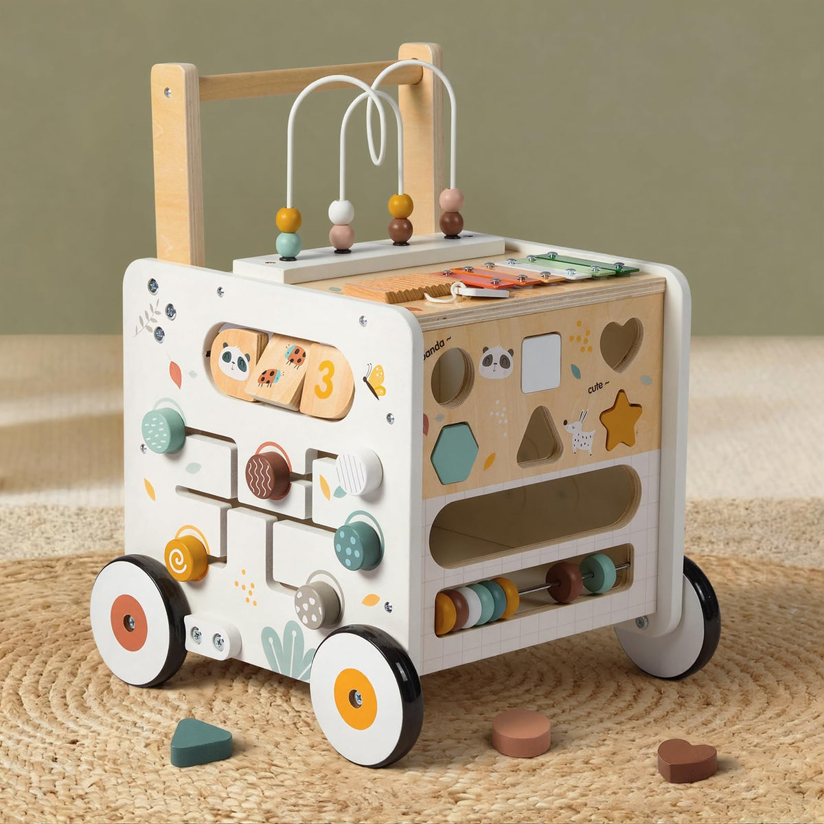Wooden Baby Walker Activity Cube Push Walker U998354