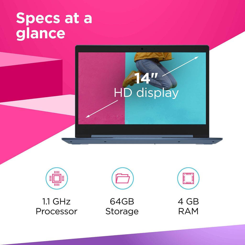14" HD Laptop Intel Celeron N4020 4GB RAM 64GB Storage Ice Blue H39961