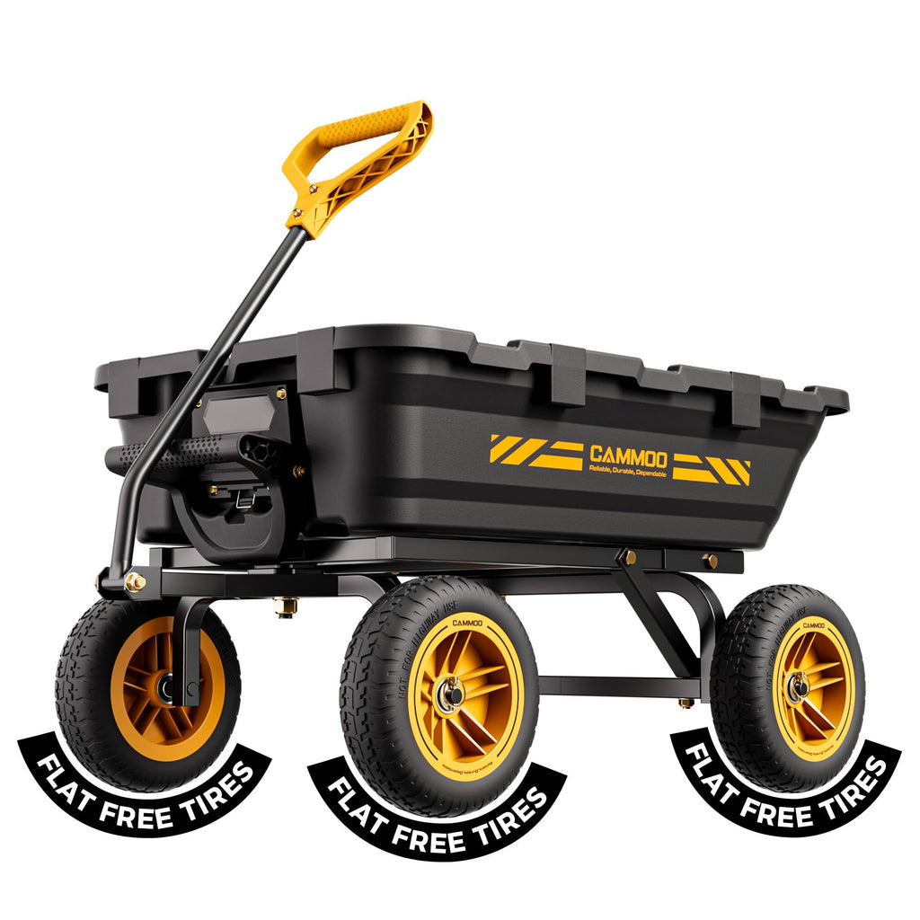 10-in No-Flat Tires Garden Dump Cart Wheelbarrow F7727