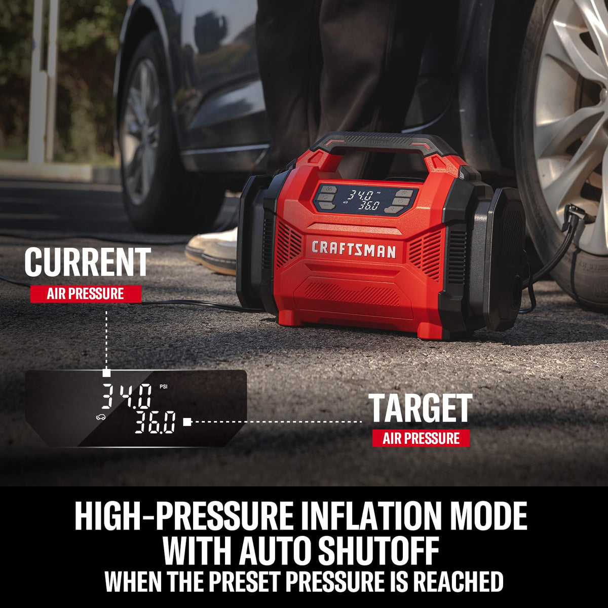 Dual Power Tire Inflator with Digital Gauge K6116