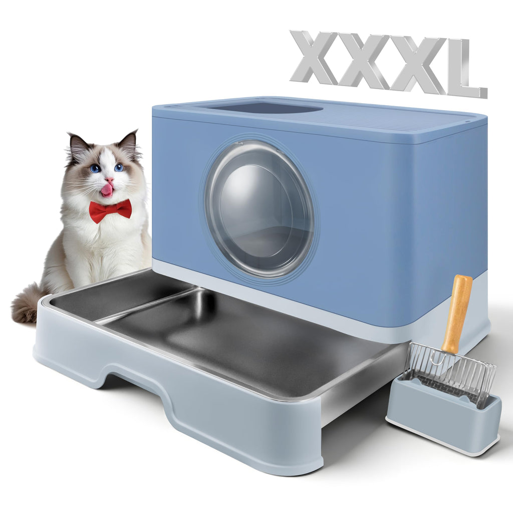 XXXL Stainless Steel Litter Box with Lid Q333