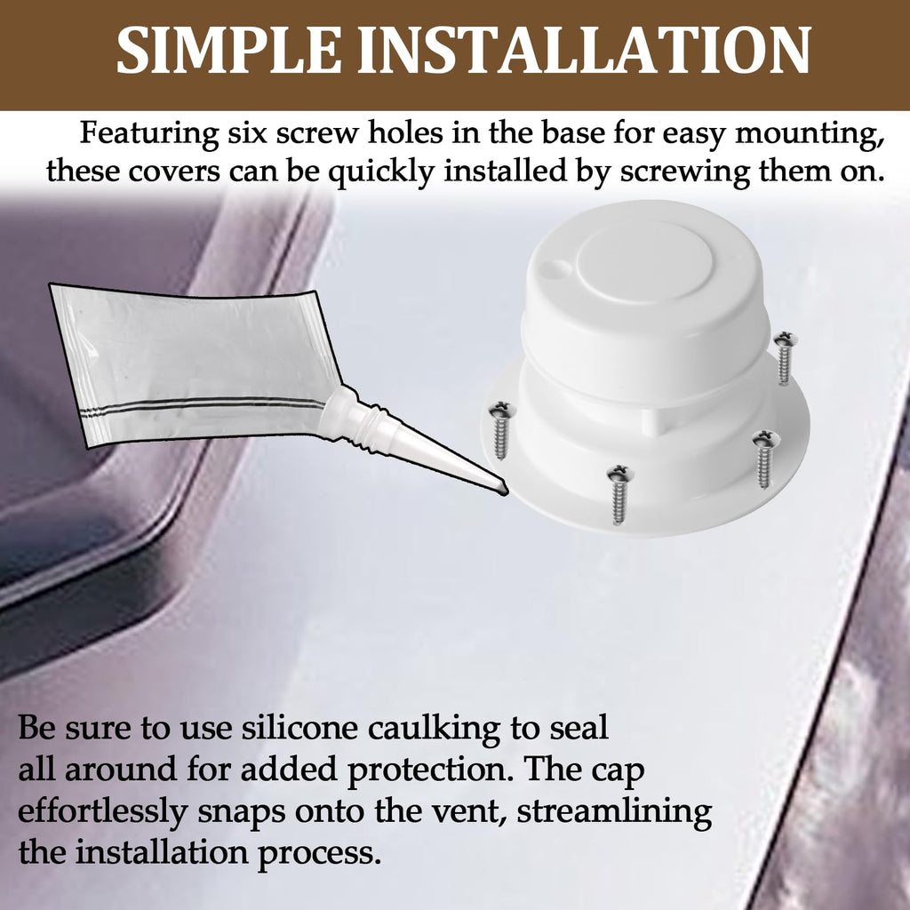White RV Roof Vent Cover Kits with Putty Tape and Screws G834