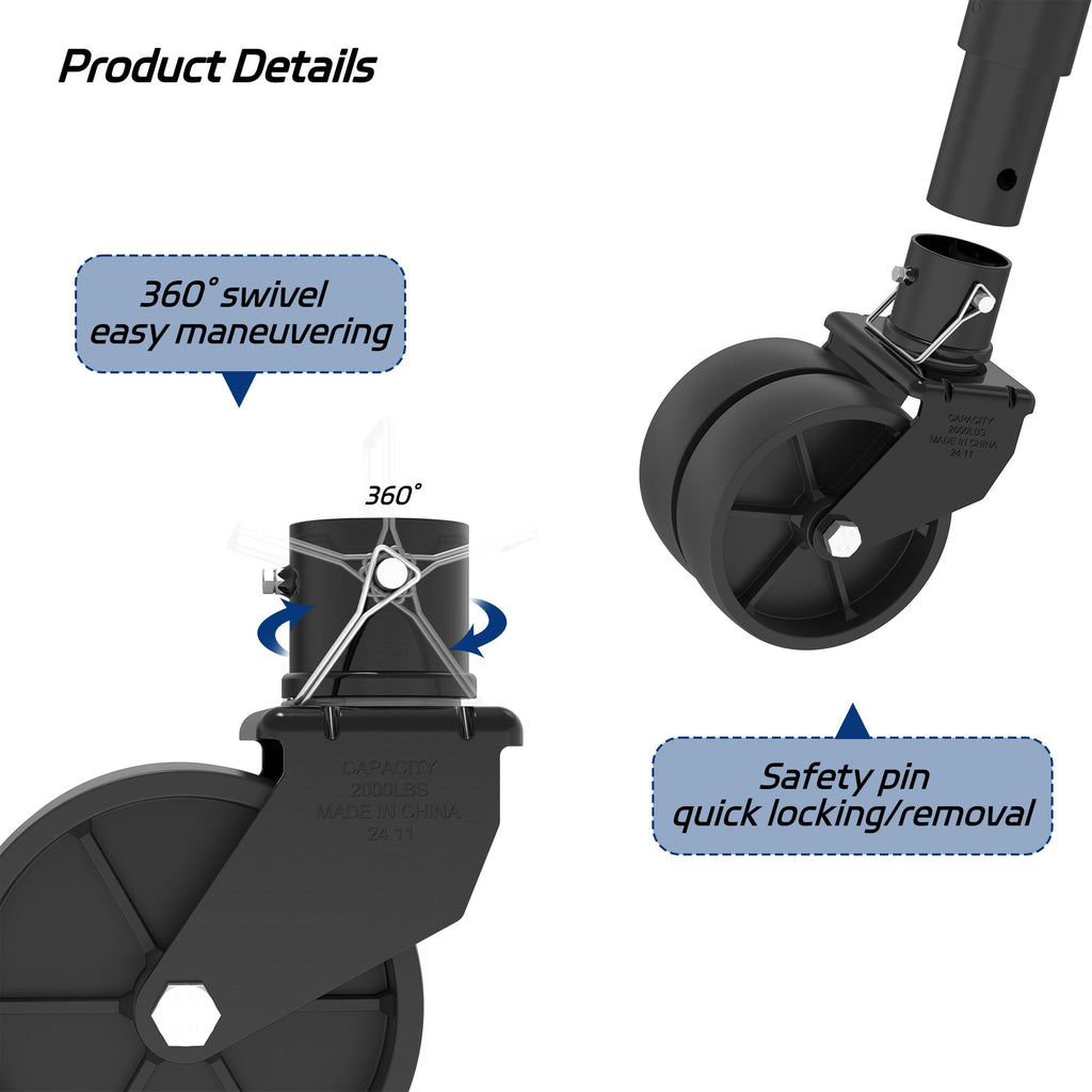 Dual 6" Trailer Jack Swivel Caster Wheel L388