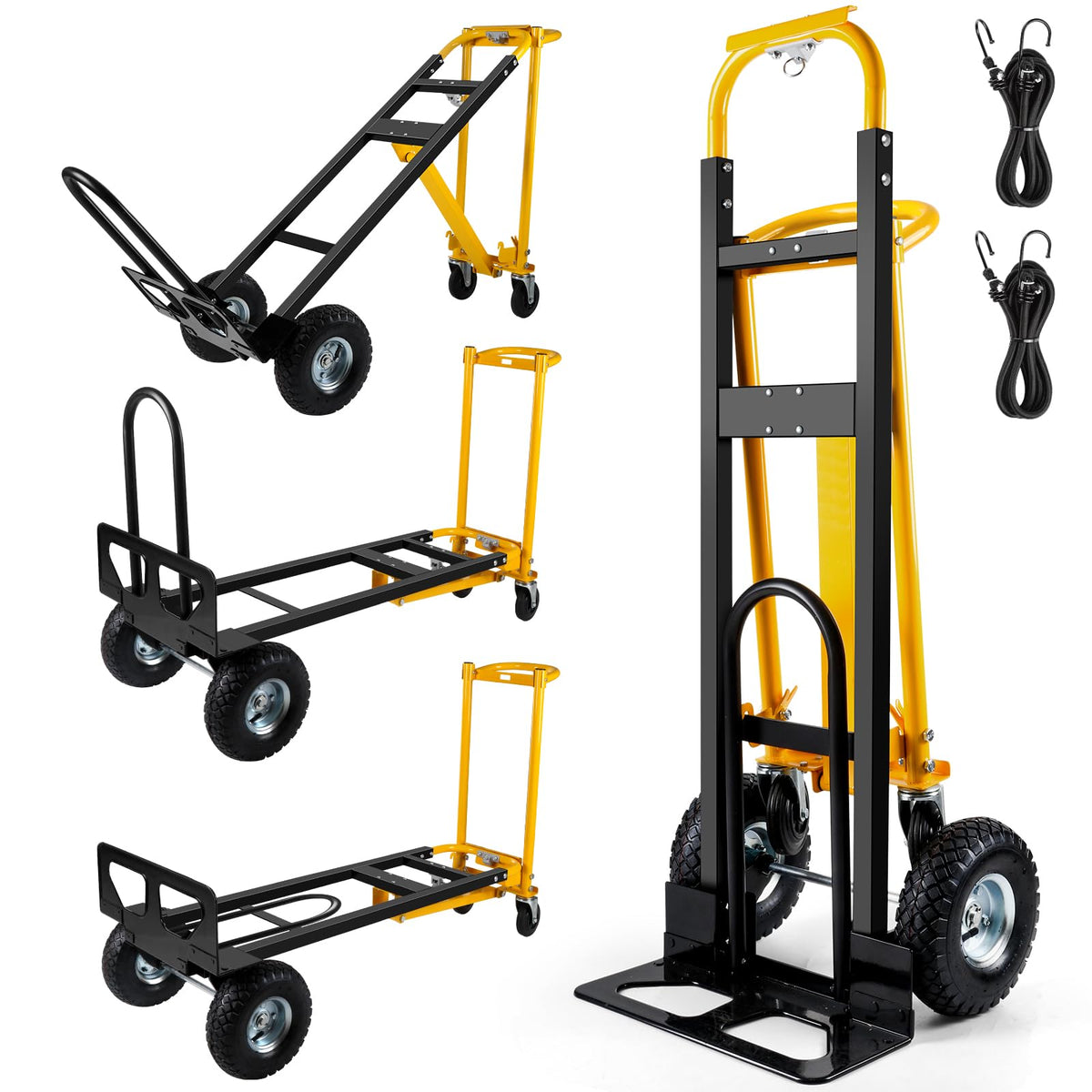 3 in 1 Convertible Hand Truck Dolly Cart with 10" Pneumatic Wheels, 1000LBS Capacity H288715