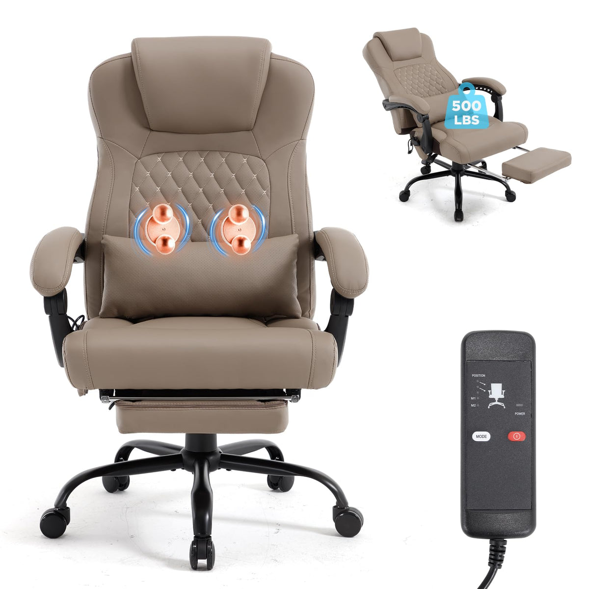 3D Kneading Massage Plus Size Office Chair E728