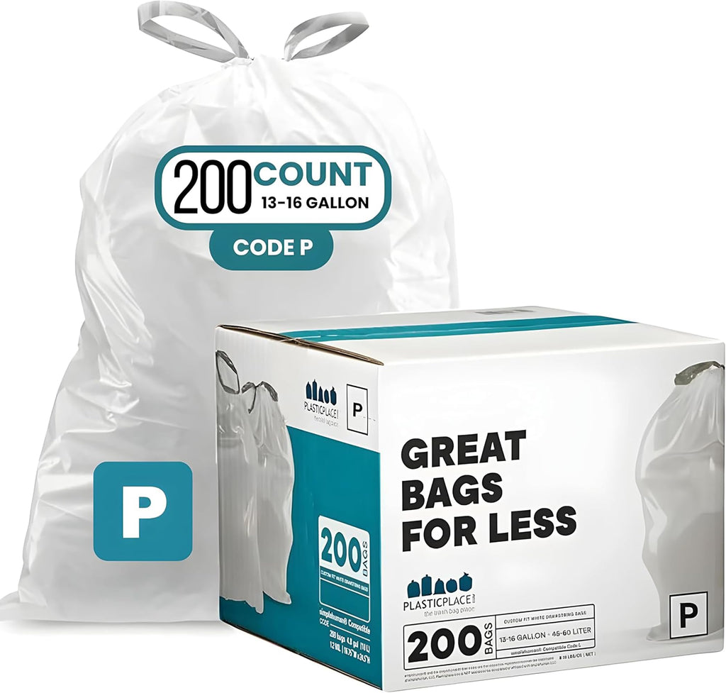 White Drawstring Trash Bags 13-16 Gallon 200 Count I4947