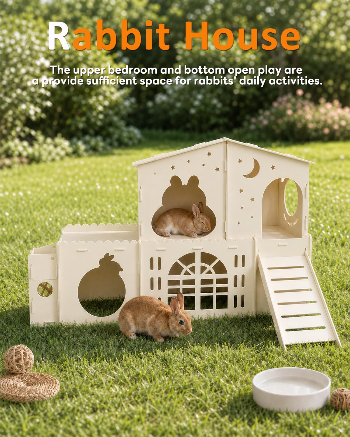 2-Story Wooden Rabbit House J454