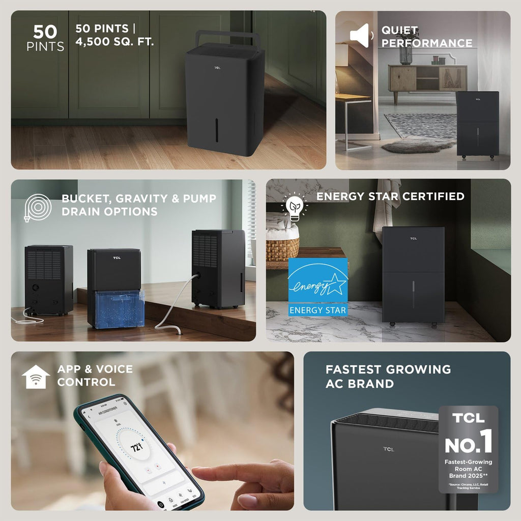 50-Pint Portable Smart Dehumidifier with Pump R376919