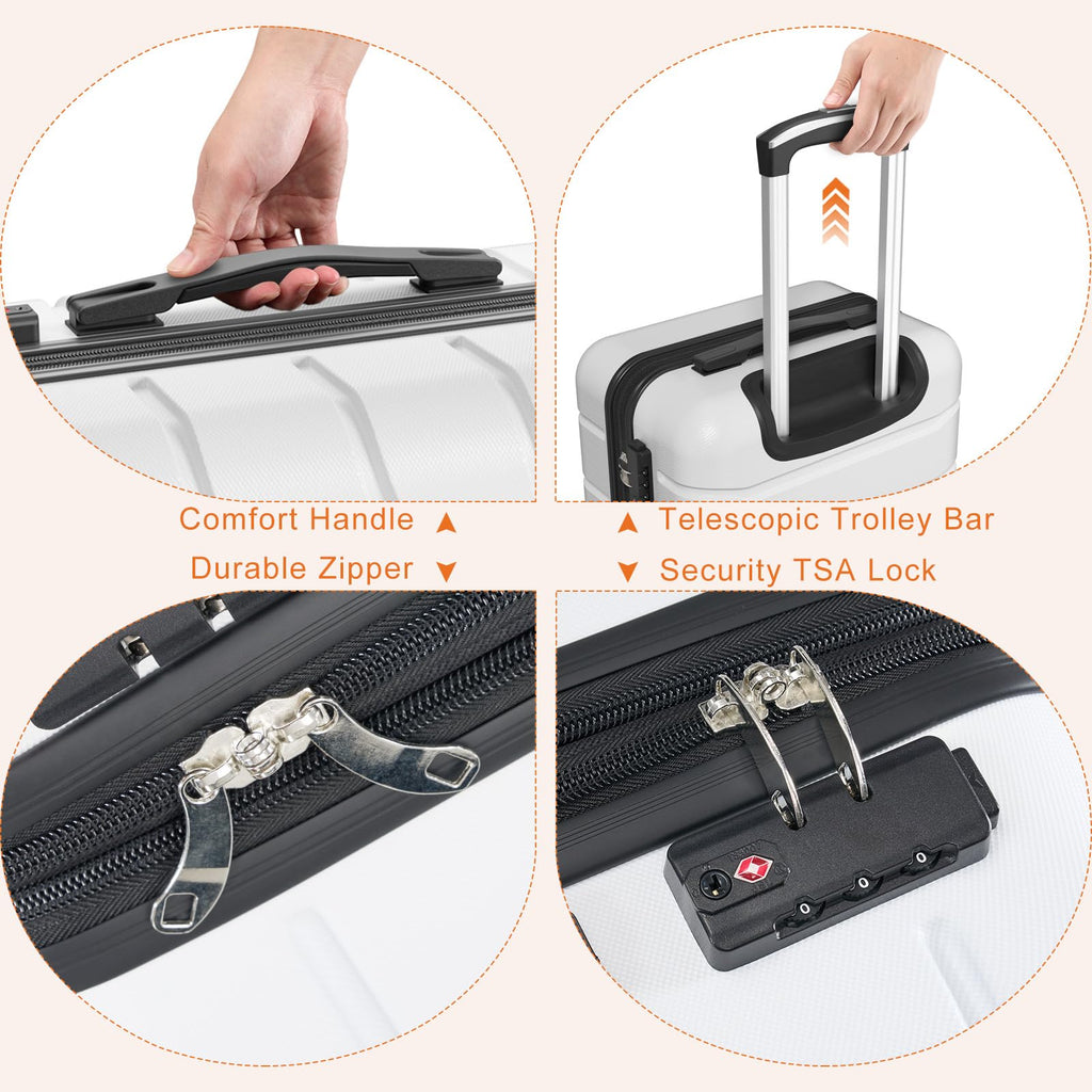 20 Inch White Hard Shell Carry on Luggage B922583