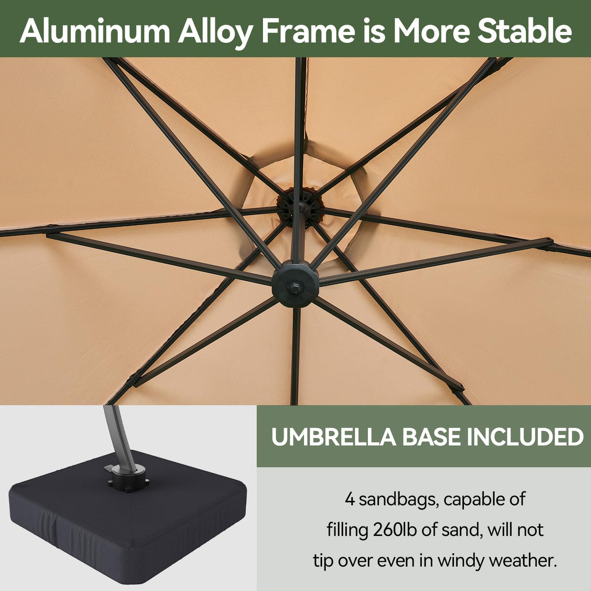 11 FT Aluminum Offset Cantilever Umbrella L462