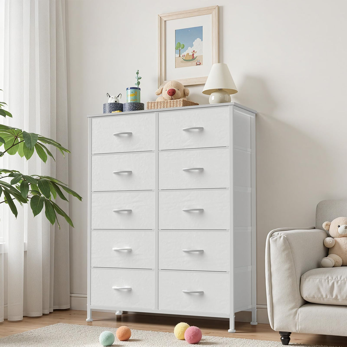 White 10 Drawer Tall Dresser K955807