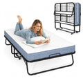 Folding Bed with 5" Foam Mattress Queen Size Metal Frame I22652