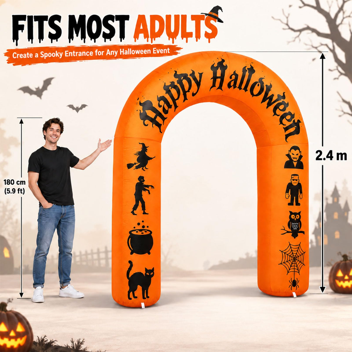 8FT Halloween Inflatable Arch with LED Lights D703900