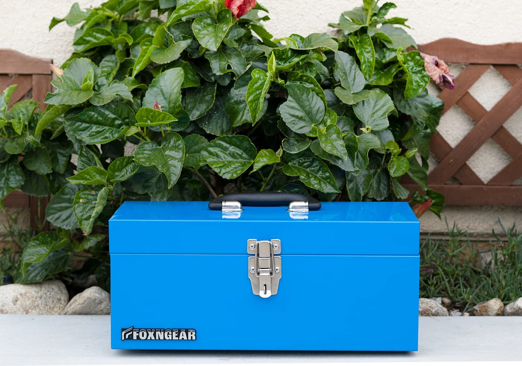 16" Steel Heavy-duty Tool Box with Metal Latch and Handle Blue I845779