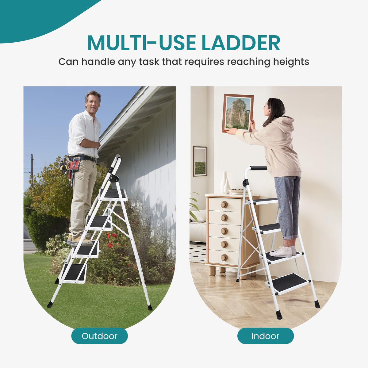 4 Step Foldable Step Stool with Anti-Slip Pedal J996