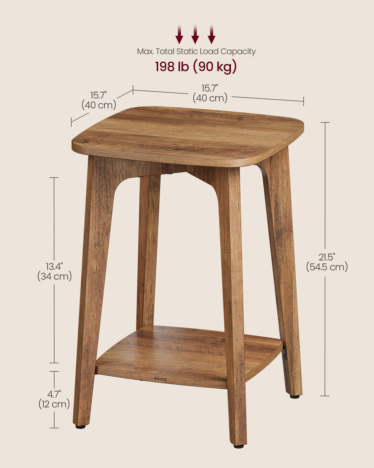 2-Tier Small Square Side Table Set of 2 W8979