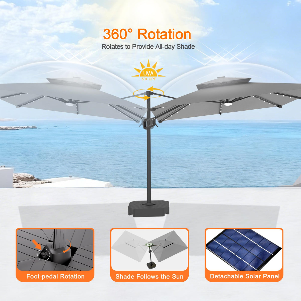 10' X 10' Cantilever Umbrella with LED Lights Z91460