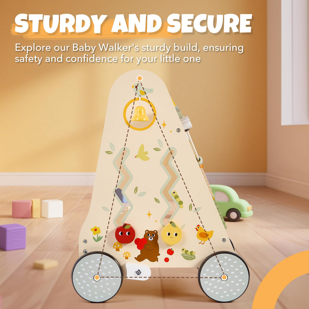 Wooden Baby Push Walker with Activity Center O54140