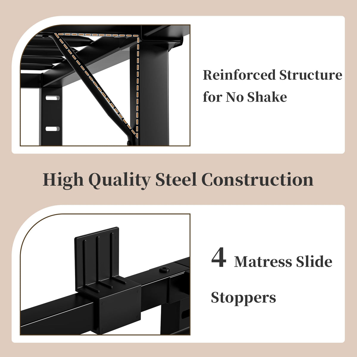 18 Inch Queen Size Black Metal Platform Bed Frame L582